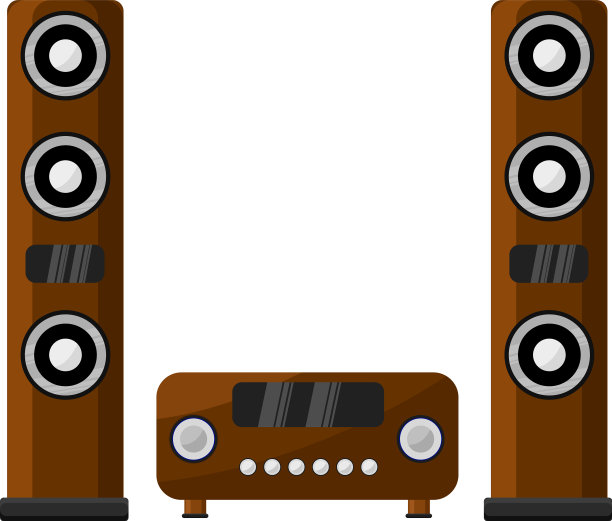 木制音响系统，白色背景图片下载