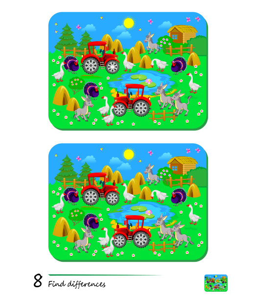 找出可爱农场和家庭农场的8个不同点图片下载