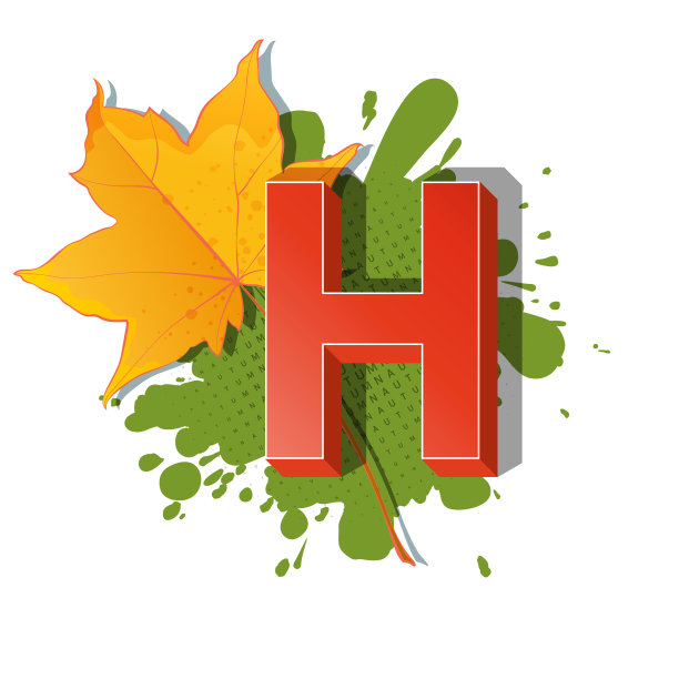 秋季3D流行艺术字母表-彩色粗体字母H图片下载