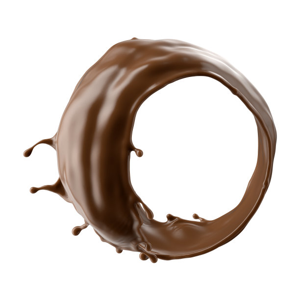 3d渲染，巧克力飞溅，可可或咖啡饮料，飞溅糖浆，烹饪原料。抽象的圆形棕色液体剪贴画隔离在白色背景上图片下载