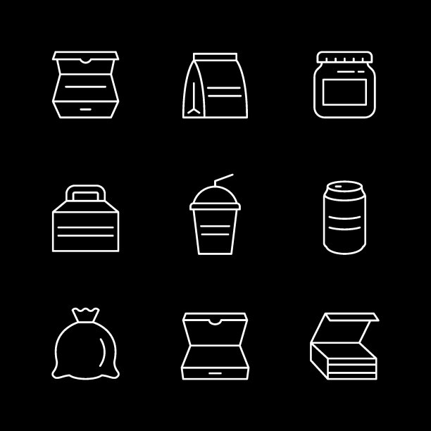 设置食品包装线条图标图片下载