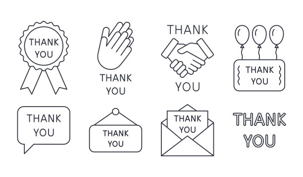 矢量图标可编辑的中风。鼓掌握手信图标。气球礼物刻字。白色背景上的线条风格图片下载