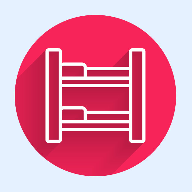 白线酒店房间床图标孤立与长图片下载