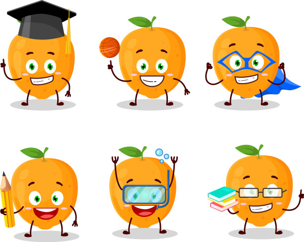 橘子水果卡通人物的学生图片下载