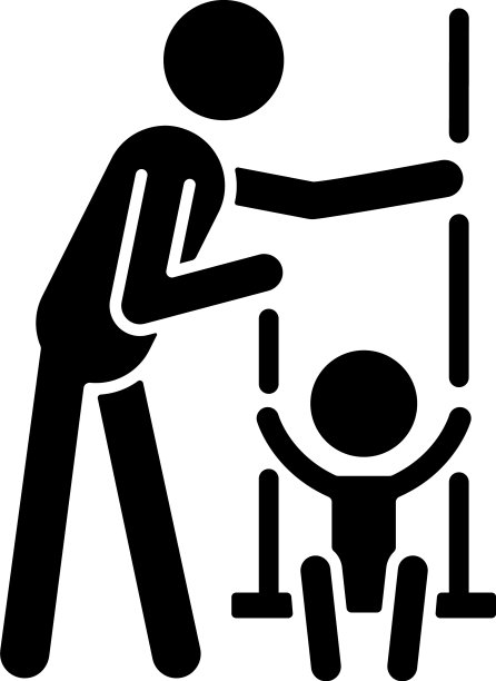 玩秋千的黑色字形图标图片下载