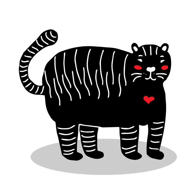 2022年新年快乐，新年象征虎的一年，。孤立的卡通元素。祝贺的向量的明信片。老虎向量孤立。冬季人物的卡片，邀请和儿童游戏图片下载