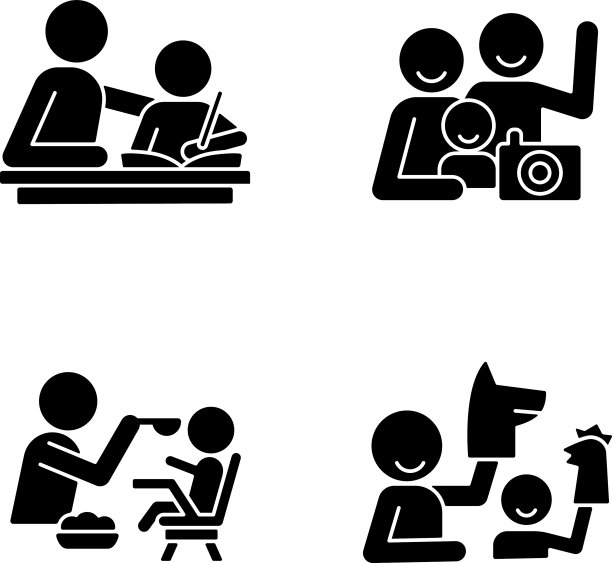 有效的育儿风格黑色符号图标设置图片下载