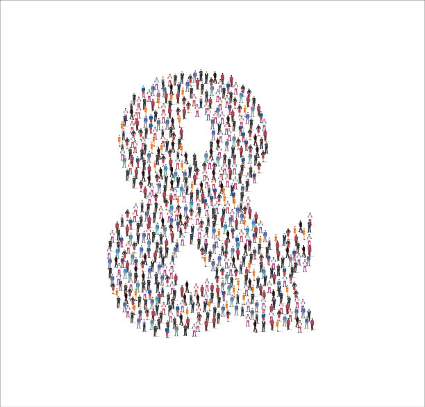 男女人物插图平。在白色背景上形成&符号。矢量插图，组，人设置图片下载