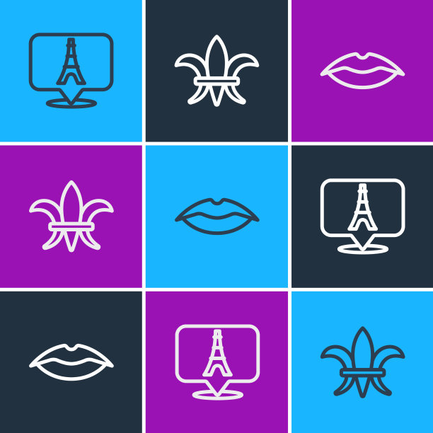 设线埃菲尔铁塔微笑唇和芙蓉图片下载