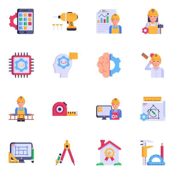 建筑工程平面图标包图片下载