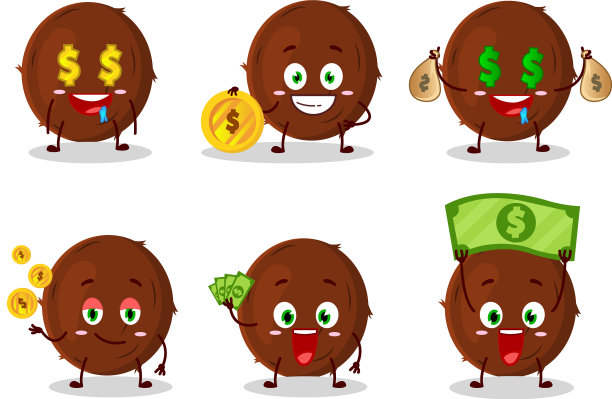 椰子卡通人物，带有可爱的表情图片下载