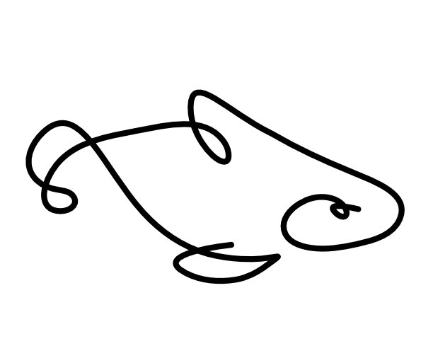 黑色的鱼的轮廓线画在白色的背景上图片下载
