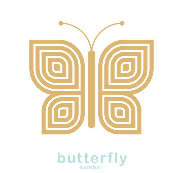 蝴蝶优雅的几何线性向量符号孤立在白色背景上，美容沙龙或精品或美容或珠宝的最佳标志，女性的象征。图片下载