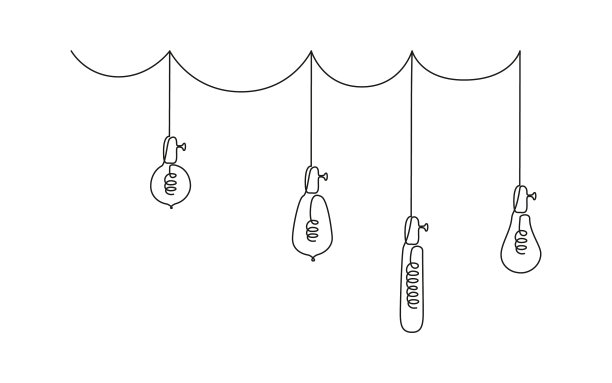 一幅灯泡的连续线条图图片下载