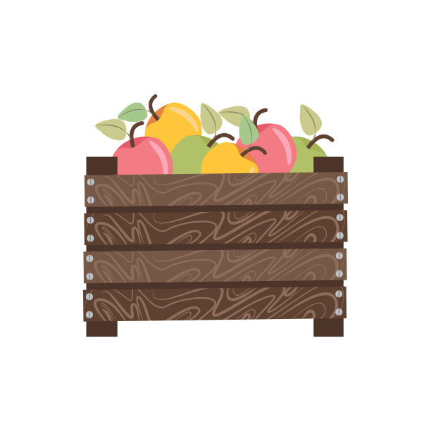 木盒子里的苹果秋天收获图片下载