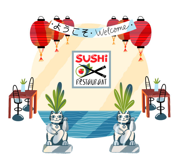 日式寿司餐厅室内设计图片下载