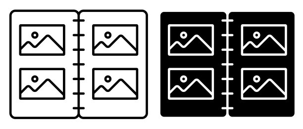 线性图标相册与家庭种子照片图片下载