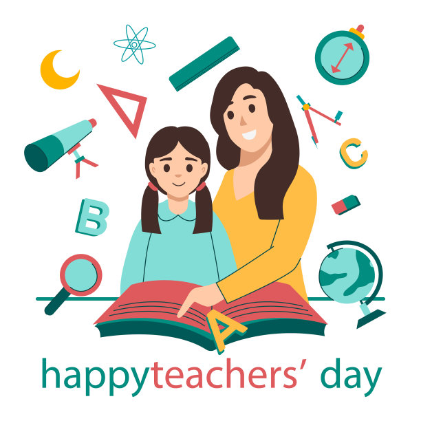 手绘扁平教师节图片下载
