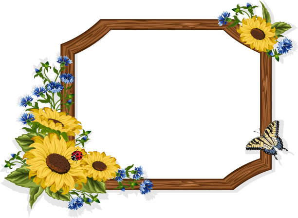 木制框架和一束鲜花图片下载