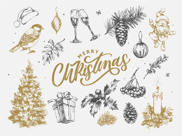 新年和圣诞节集小品图片下载