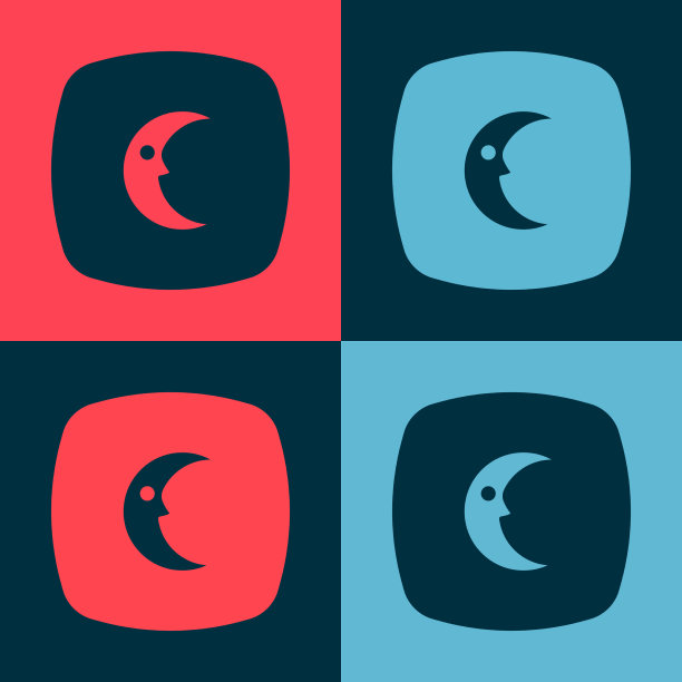 流行艺术月亮和星星图标孤立的颜色图片下载