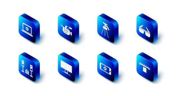 设置电影摄像机三脚架3d电影眼镜图片下载