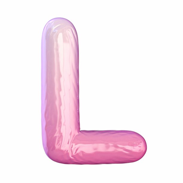 粉红色乳胶光泽字体字母L 3D图片下载