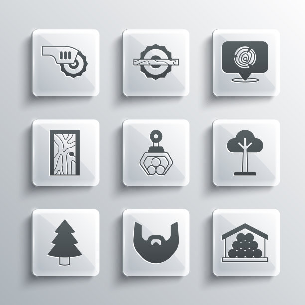 设置胡子和胡须木圆木树抓斗图片下载