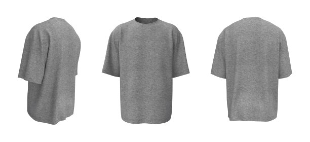 超大t恤模型在前面，侧面和背面的观点图片下载