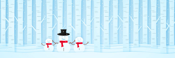 圣诞快乐，欢迎雪人和松树上图片下载