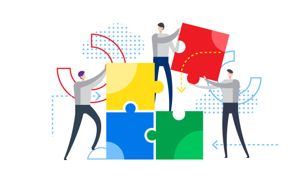 团队合作，业务团队合作，拼图和图片下载