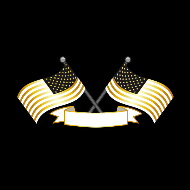 美国国旗和标签黑色金色图片下载