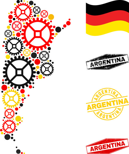 机械拼贴在德国国旗阿根廷地图图片下载