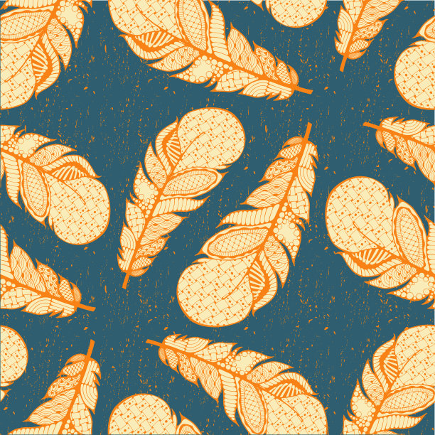 羽毛无缝图案波西米亚风格部落图片下载