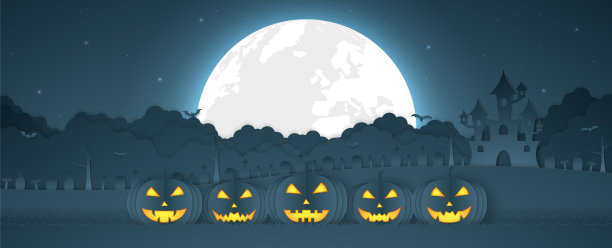 万圣节南瓜头与城堡墓地图片下载