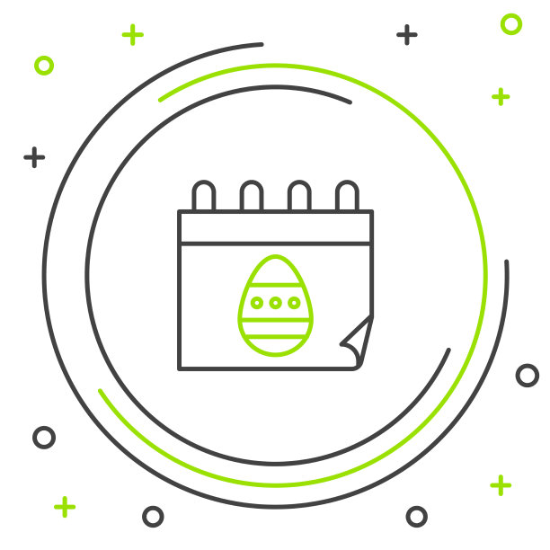 线日历与复活节蛋图标孤立图片下载