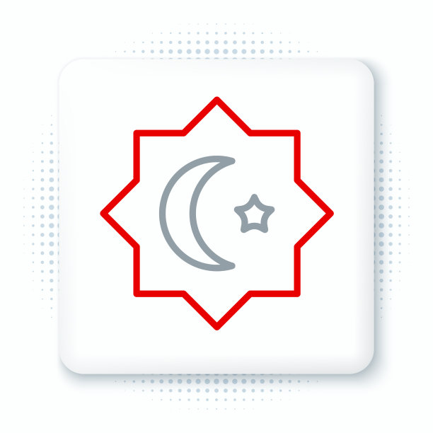 线伊斯兰八角星装饰图标孤立图片下载