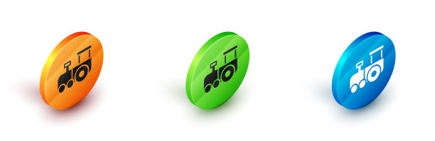 等距玩具火车图标孤立在白色图片下载