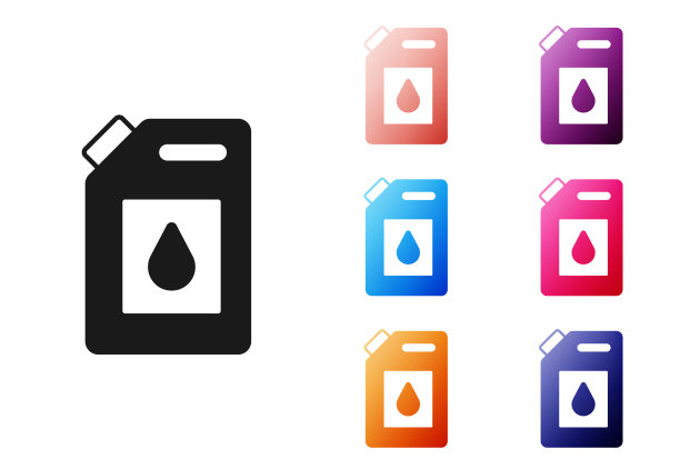 黑色圆筒电机机油图标隔离图片下载