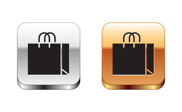 黑色购物袋上的珠宝图标孤立于白色图片下载