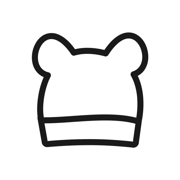 婴儿帽子图标帽子与耳朵线图标图片下载