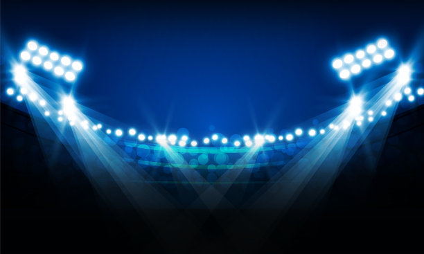 足球场的场地上有明亮的体育场灯光图片下载