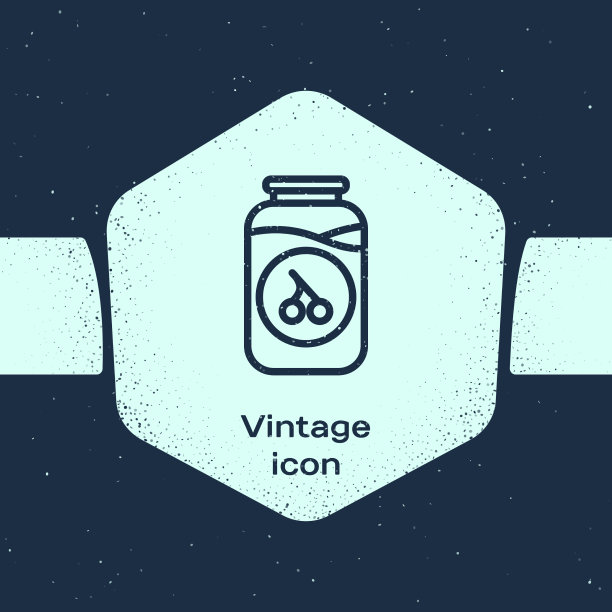 垃圾路线樱桃果酱罐图标孤立在蓝色图片下载