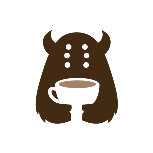 怪兽咖啡杯咖啡饮负空间标志图片下载