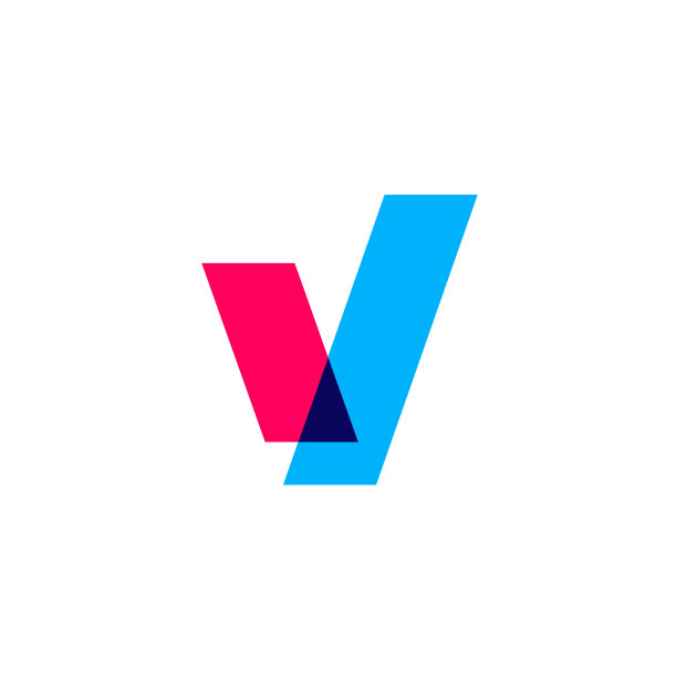 字母V叠色标志图标图片下载