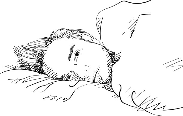 英俊男子躺在床上昏昏欲睡图片下载