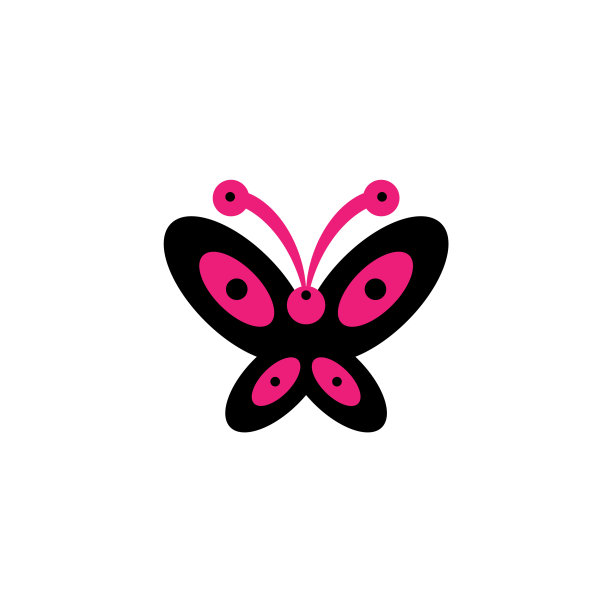 黑色和粉红色蝴蝶图标标志图片下载
