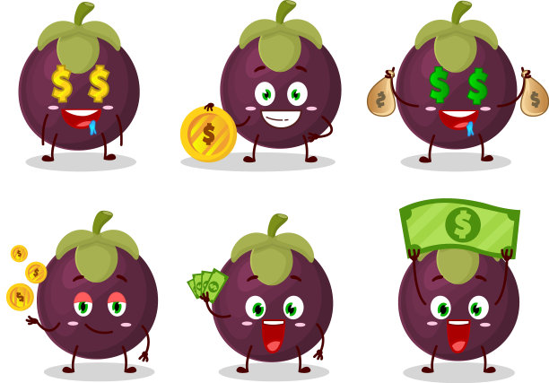 山竹卡通人物，带有可爱的表情图片下载