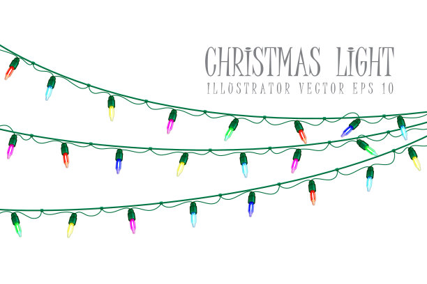 白色背景上的圣诞灯泡图片下载