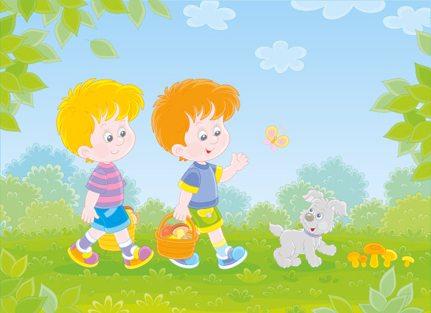 带着篮子走着的小蘑菇图片下载